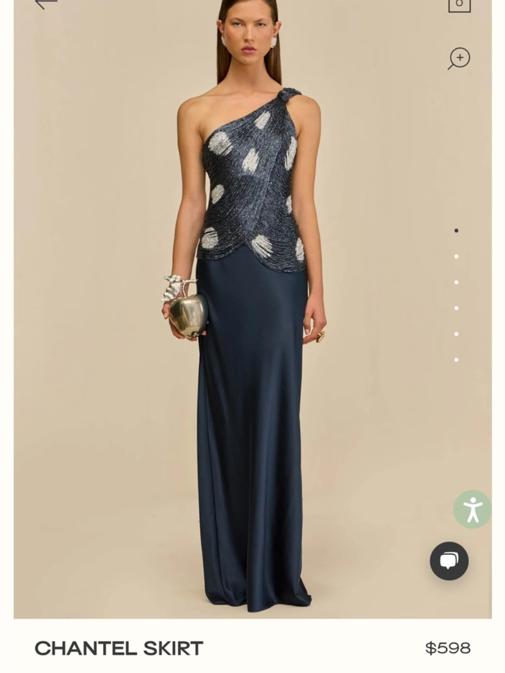 CULT GAIA Navy Satin Chantel Evening Skirt